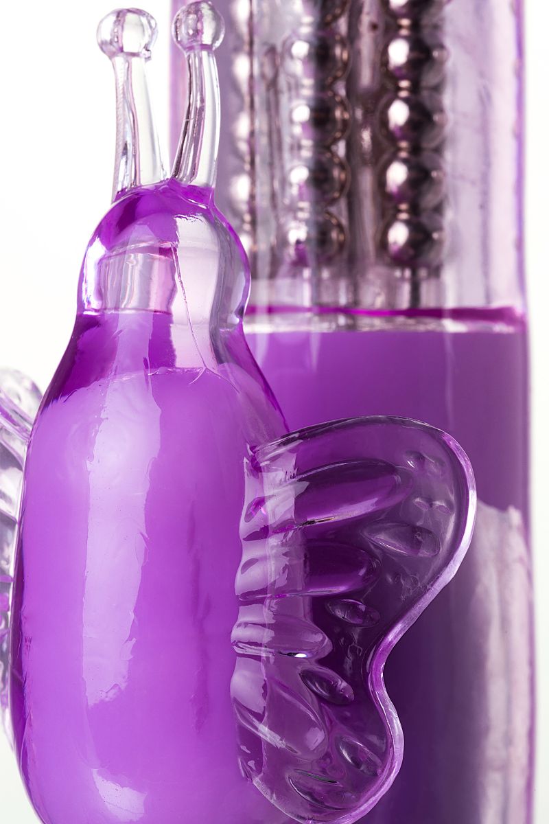 Фиолетовый вибратор High-Tech fantasy с бабочкой для клитора - 22,4 см. 12