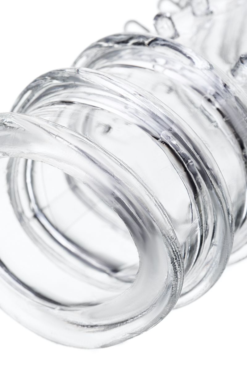 Прозрачная насадка на пенис TOYFA A-Toys с ребрами и точками - 15,3 см. 8