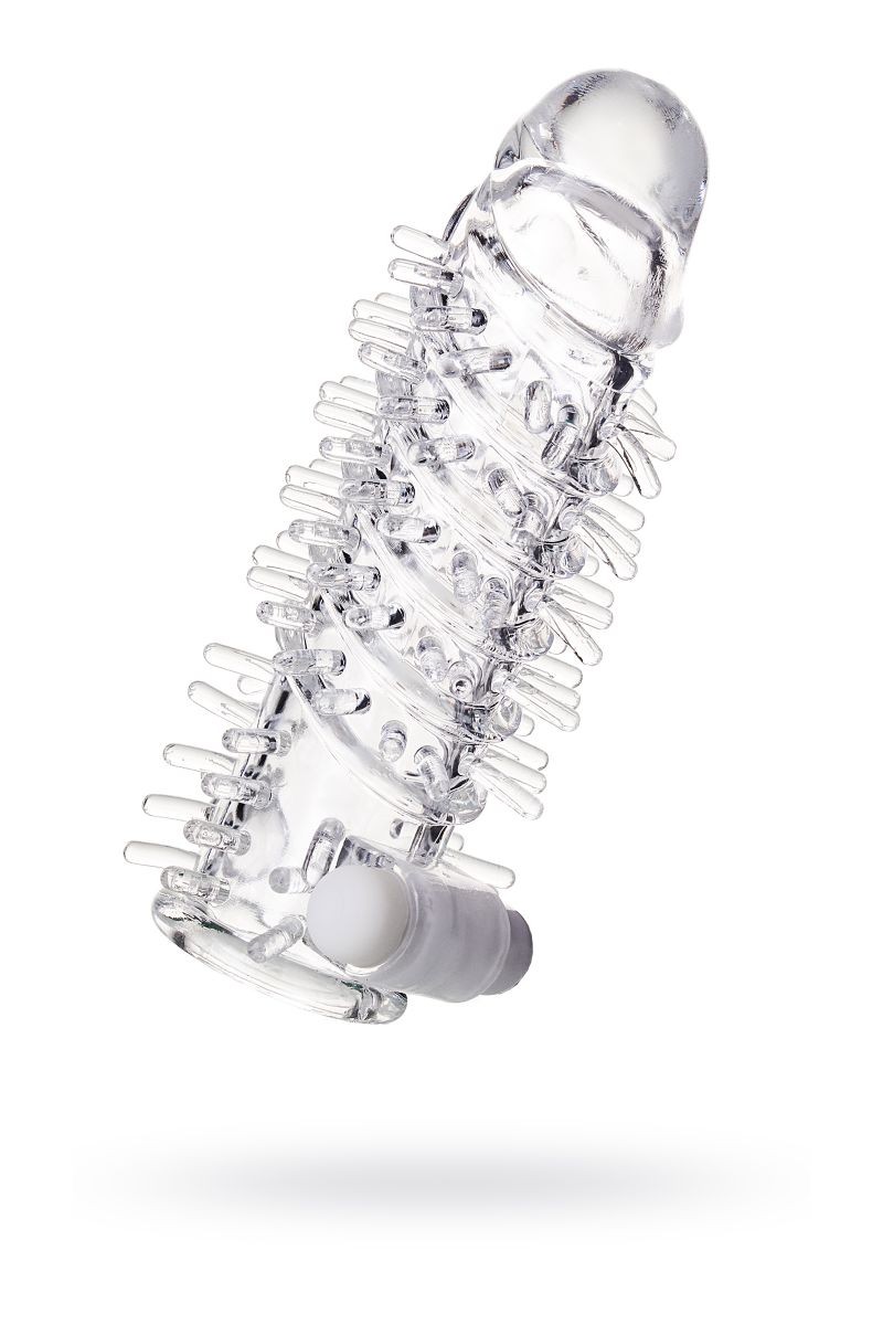 Насадка на пенис TOYFA A-Toys с вибропулей и шипами - 13,4 см. 2