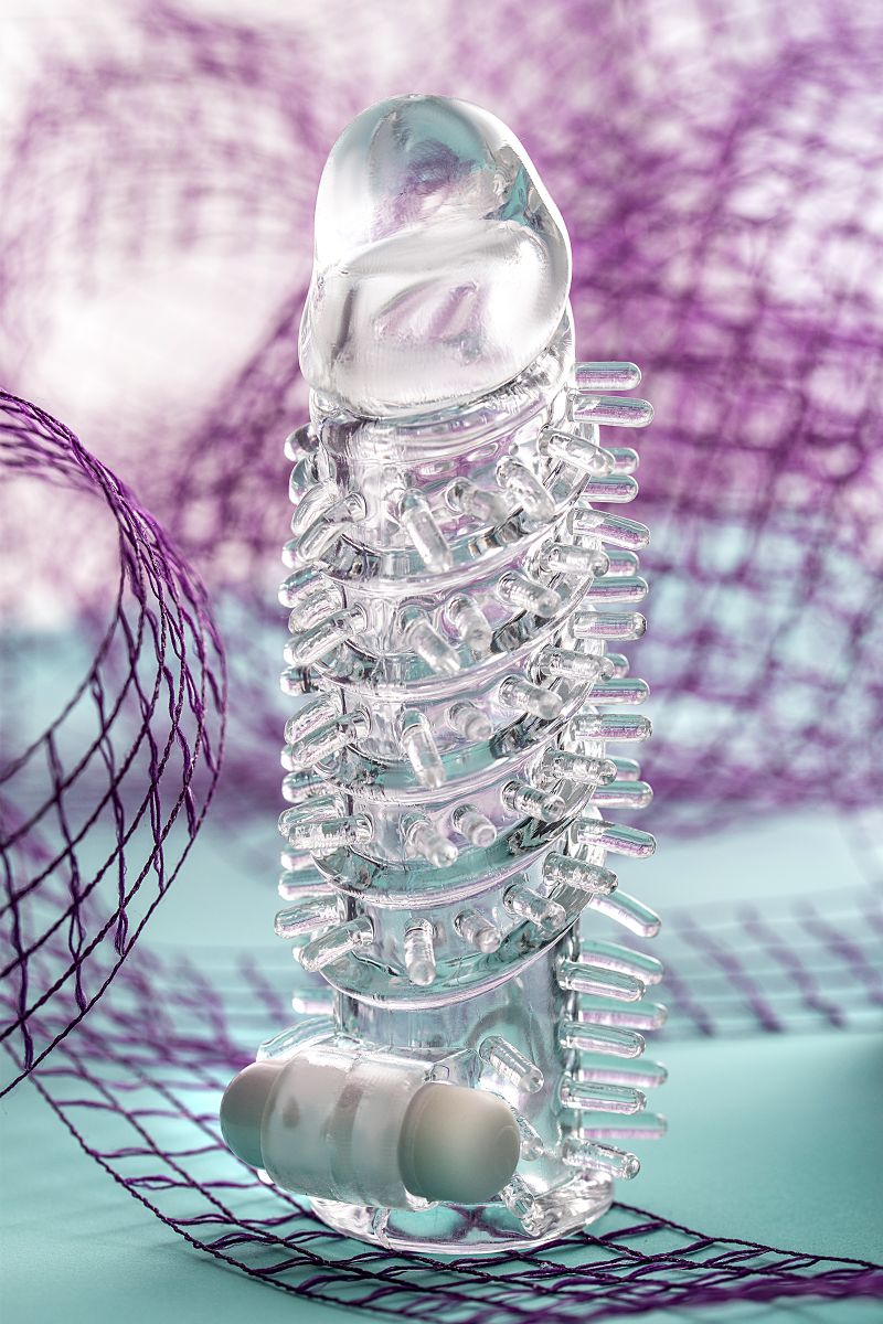 Насадка на пенис TOYFA A-Toys с вибропулей и шипами - 13,4 см. 10