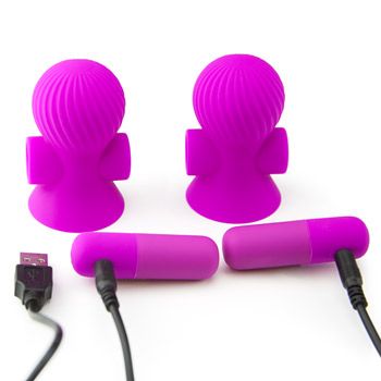 Лиловые перезаряжаемые вибростимуляторы для груди 5