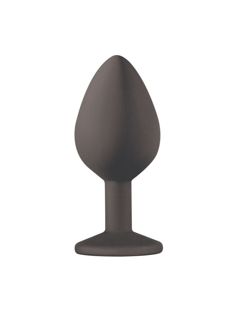 Чёрная анальная пробка Emotions Cutie Medium с прозрачным кристаллом - 8,5 см. 2