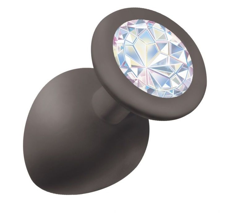 Чёрная анальная пробка Emotions Cutie Large с прозрачным кристаллом - 10 см. 1