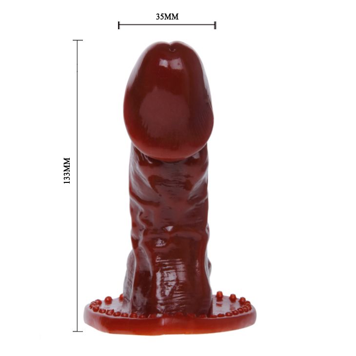 Коричневая фаллическая насадка с вибропулькой - 13,3 см. 6