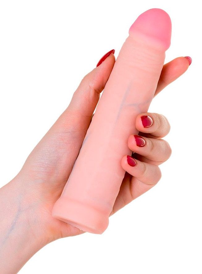 Телесный поясной страпон с вагинальной пробкой - 17 см. 23