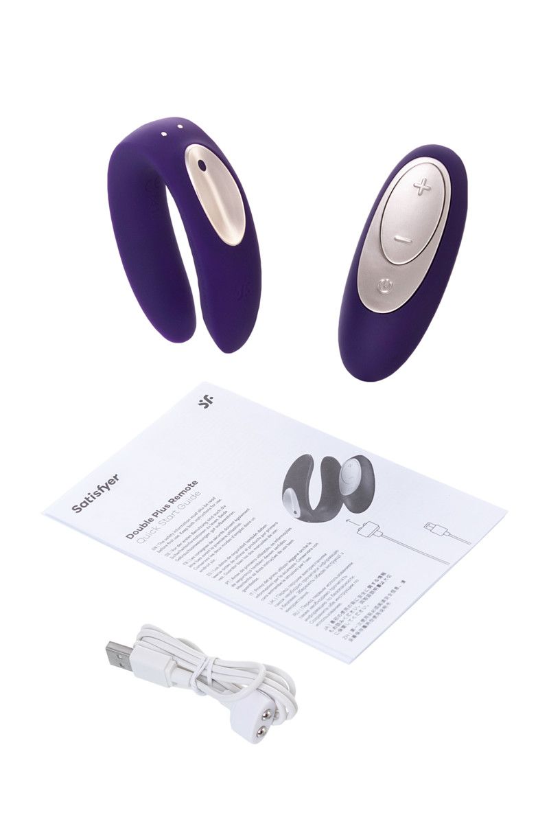 Фиолетовый вибратор для пар Satisfyer Double Plus Remote с пультом ДУ 10