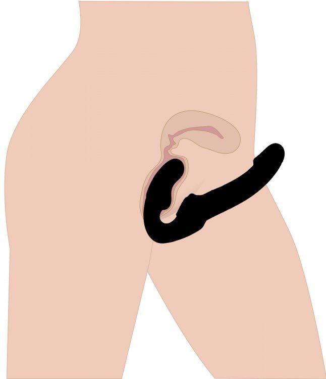 Чёрный безремневой страпон Revolver 5