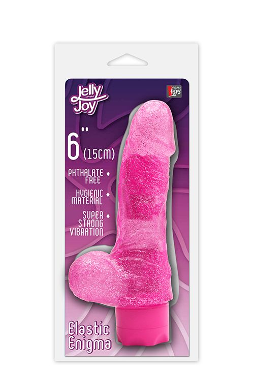 Розовый водонепроницаемый вибратор JELLY JOY ELASTIC ENIGMA MULTISPEED VIBE - 15 см. 2