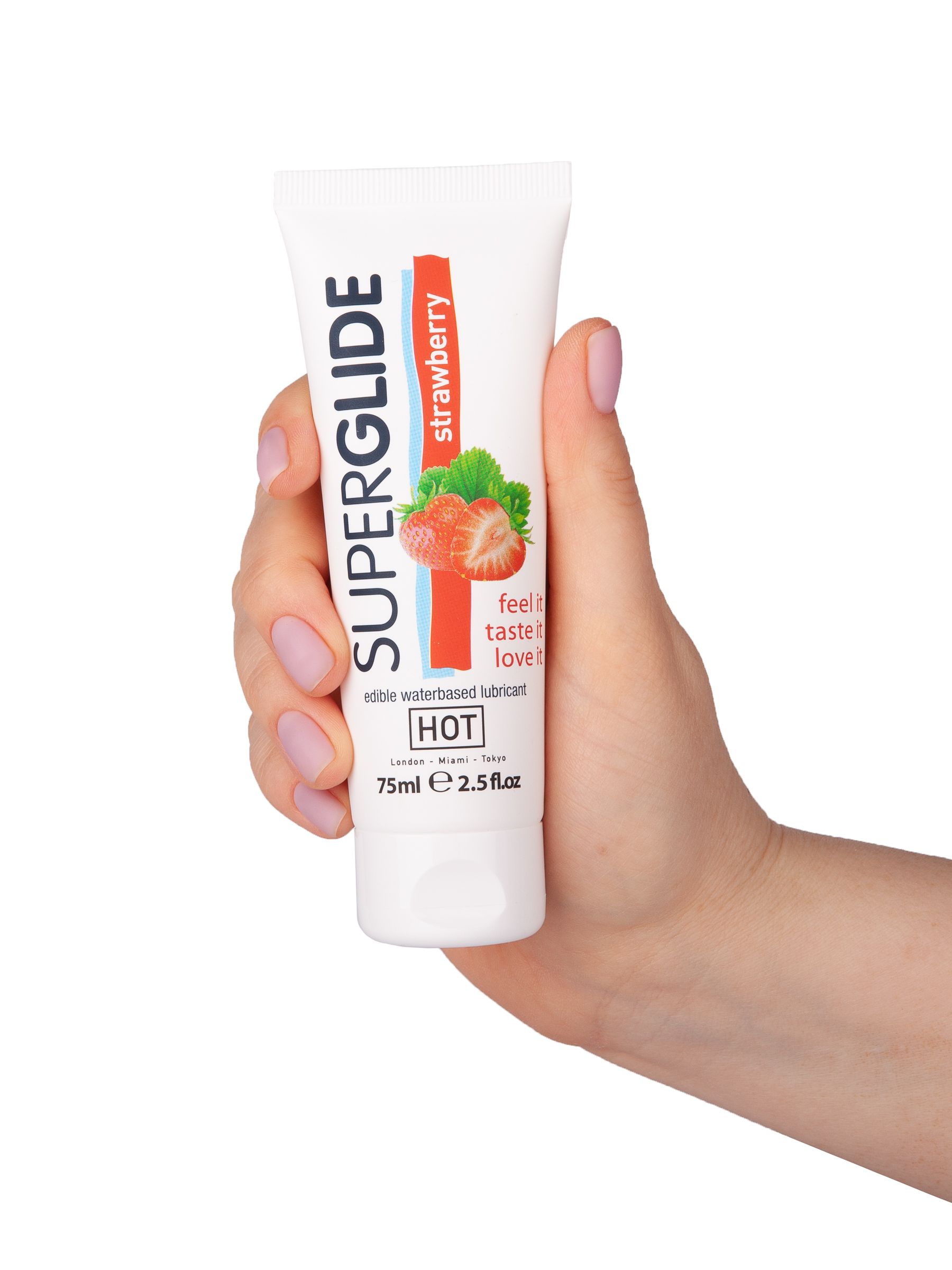 Гель на водной основе с ароматом клубники Superglide Strawberry - 75 мл. 4