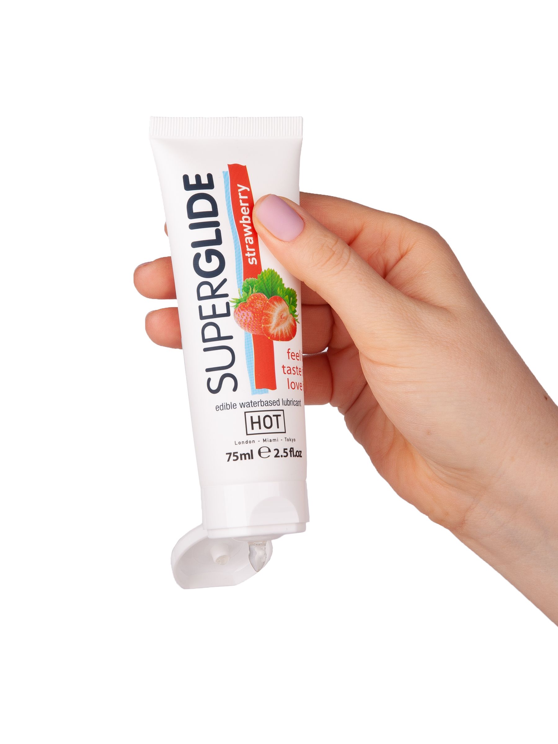 Гель на водной основе с ароматом клубники Superglide Strawberry - 75 мл. 5