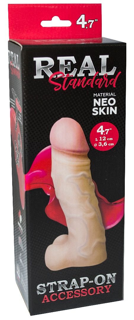 Реалистичная насадка с мошонкой REAL Standard - 15,5 см. 2