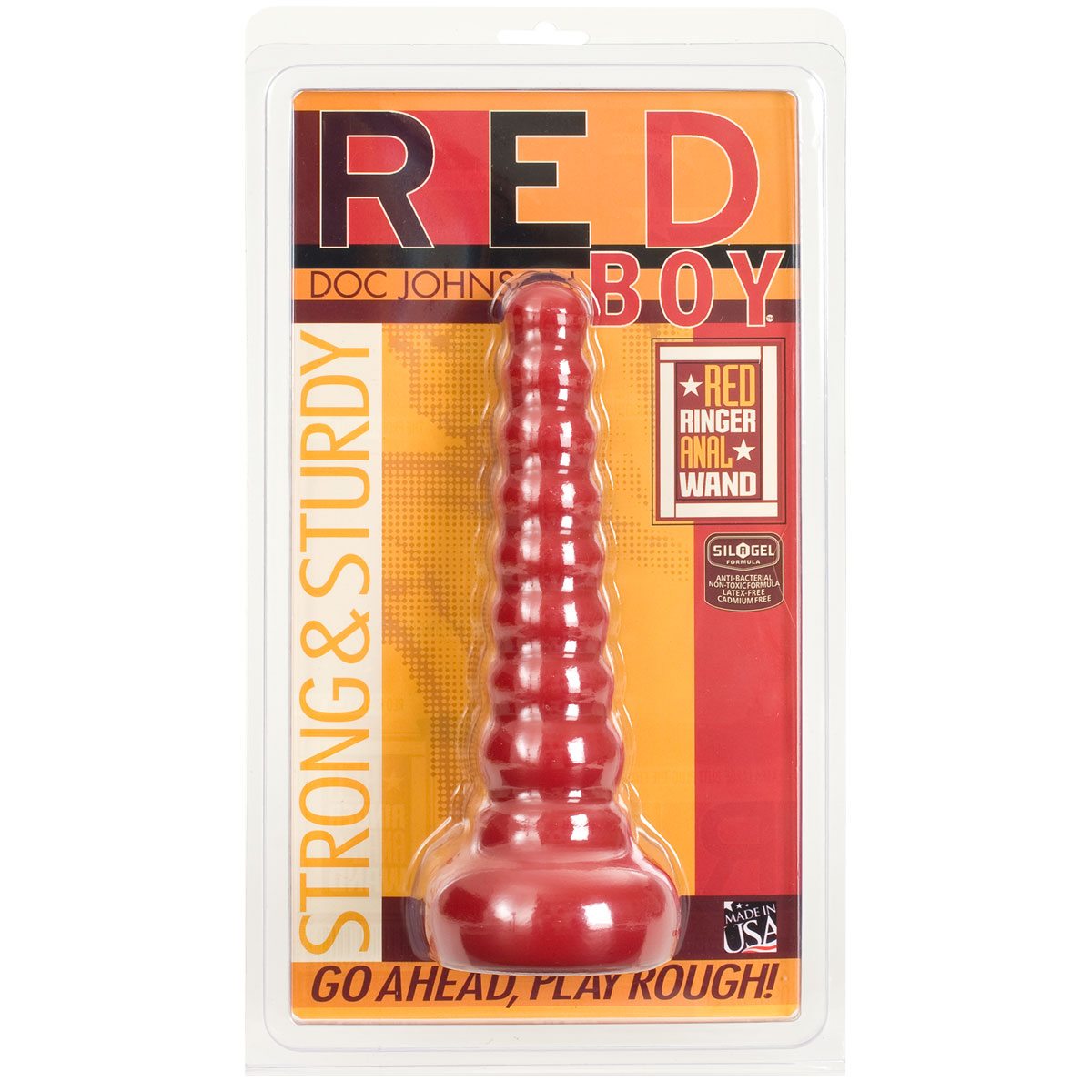 Ребристая анальная втулка Red Boy Anal Wand Butt Plug - 21,3 см. 2