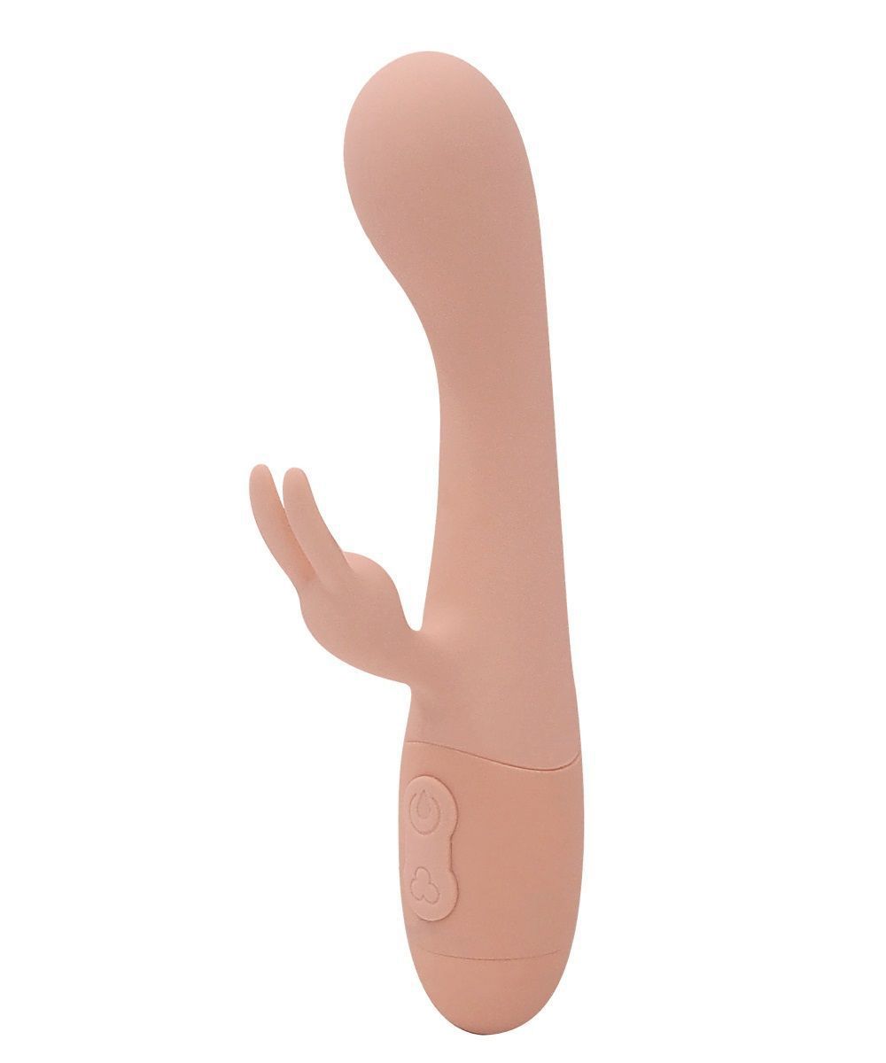 Персиковый вибратор Naya с клиторальным отростком - 18,3 см. 1