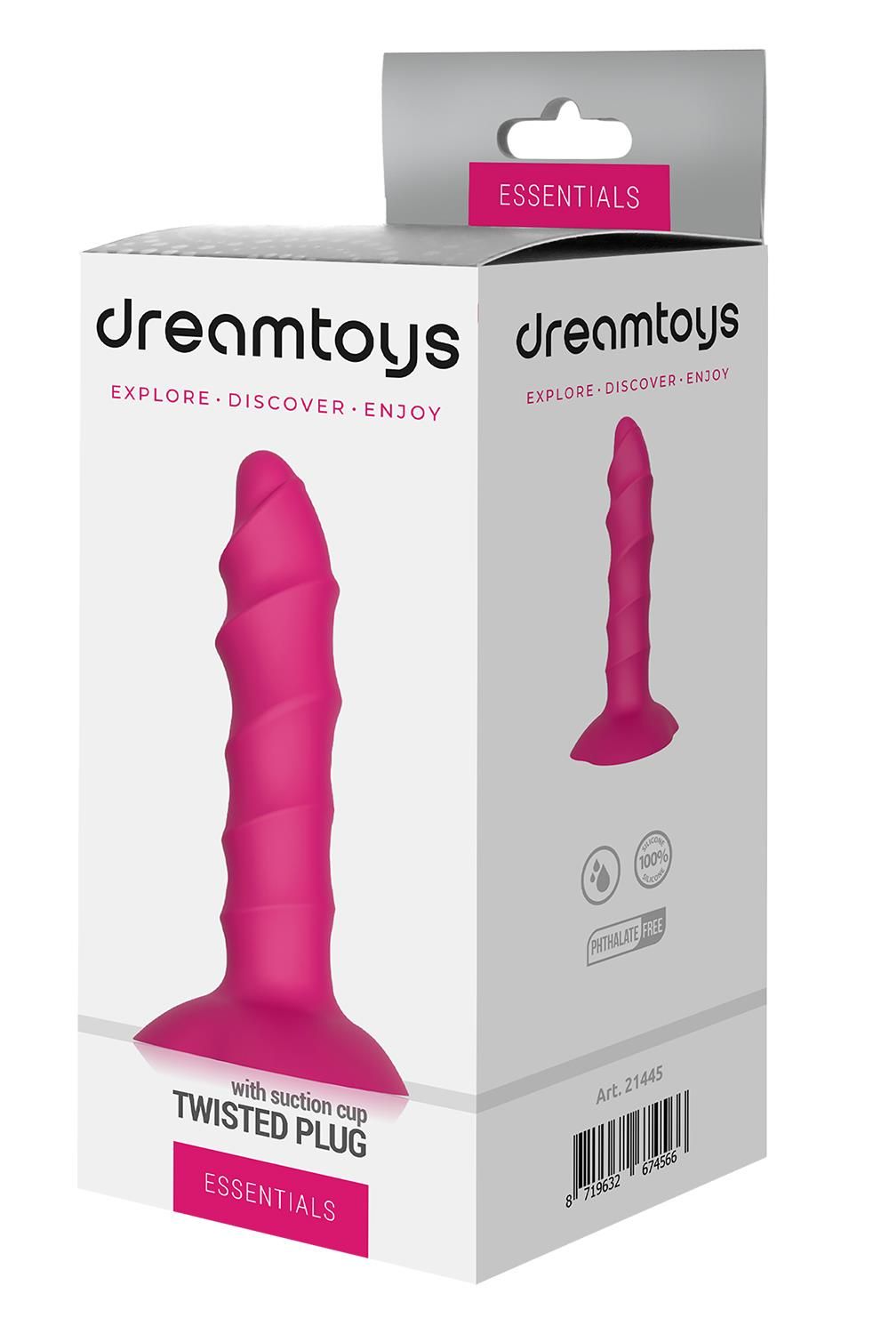 Розовый ребристый анальный фаллоимитатор Twisted Plug With Suction Cup - 17 см.  3