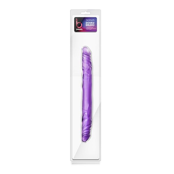 Фиолетовый двусторонний фаллоимитатор 14 Inch Double Dildo - 35 см.  2