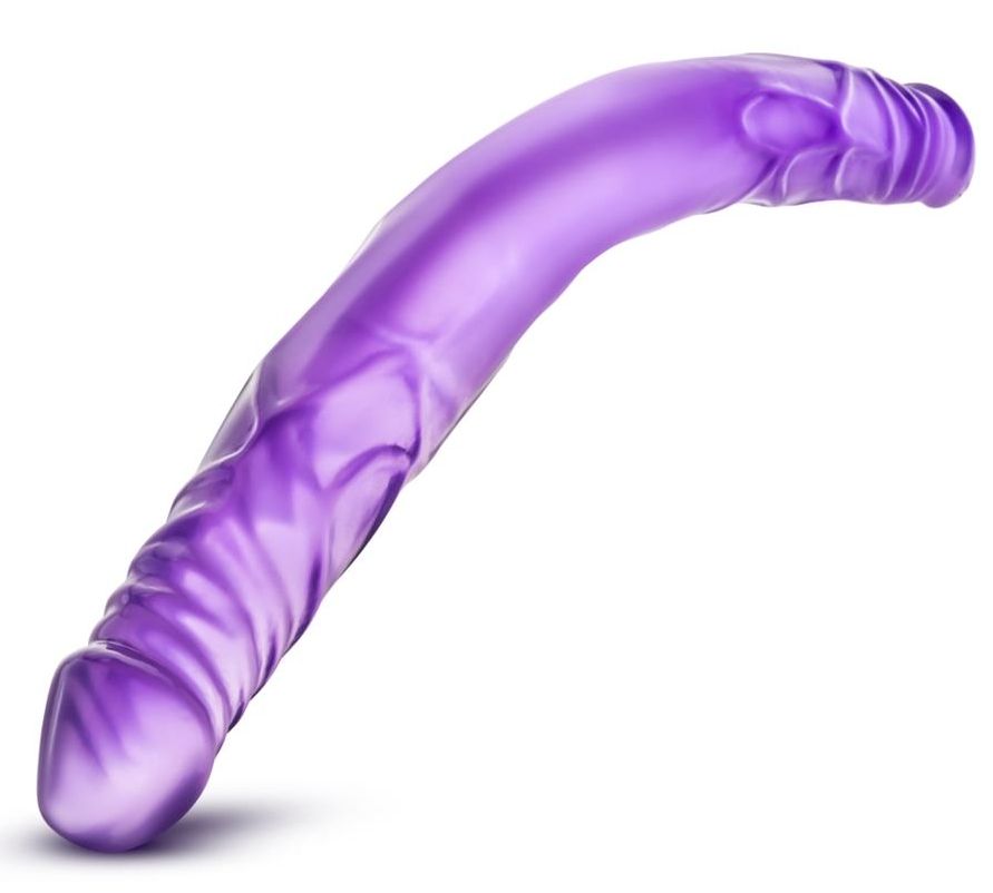 Фиолетовый двусторонний фаллоимитатор 14 Inch Double Dildo - 35 см.  3