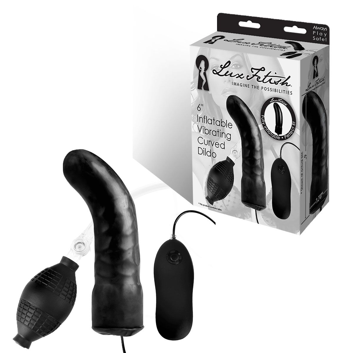 Чёрный изогнутый фаллос с вибрацией и расширением - 16 см. 2