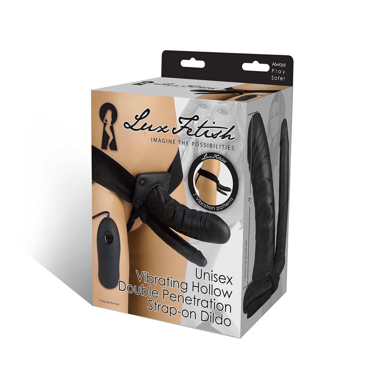 Полый страпон с двумя отростками и вибрацией Unisex Vibrating Hollow Strap-On Double Penetrating Dildo - 17,8 см. 2