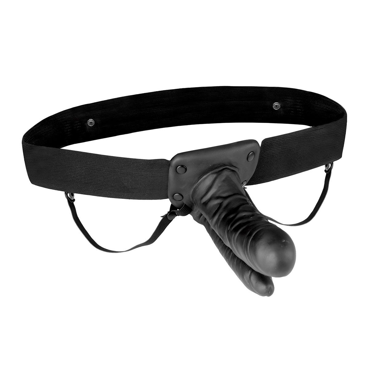 Полый страпон с двумя отростками и вибрацией Unisex Vibrating Hollow Strap-On Double Penetrating Dildo - 17,8 см. 1