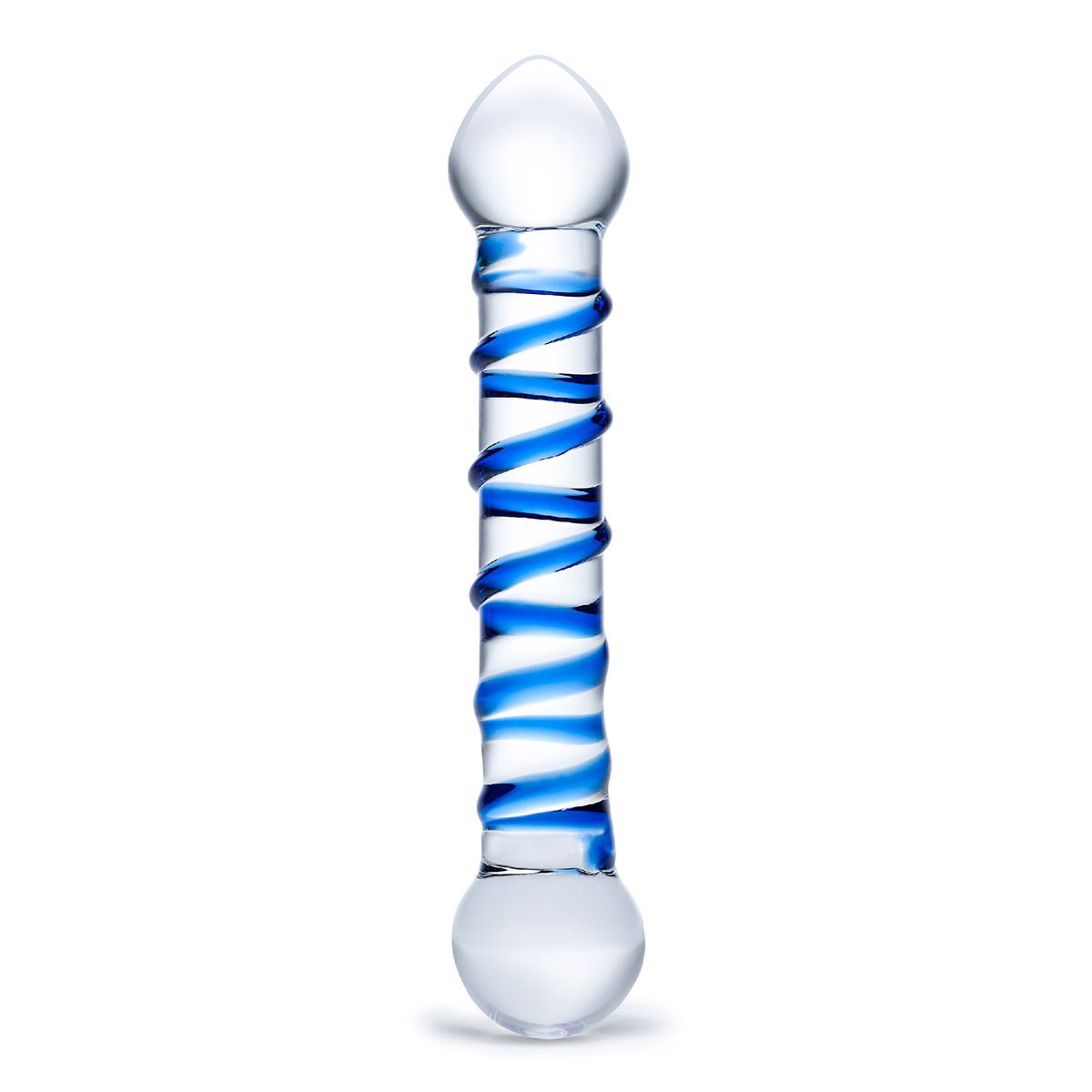 Прозрачный фаллос с голубой спиралью Spiral Dildo - 17 см. 1