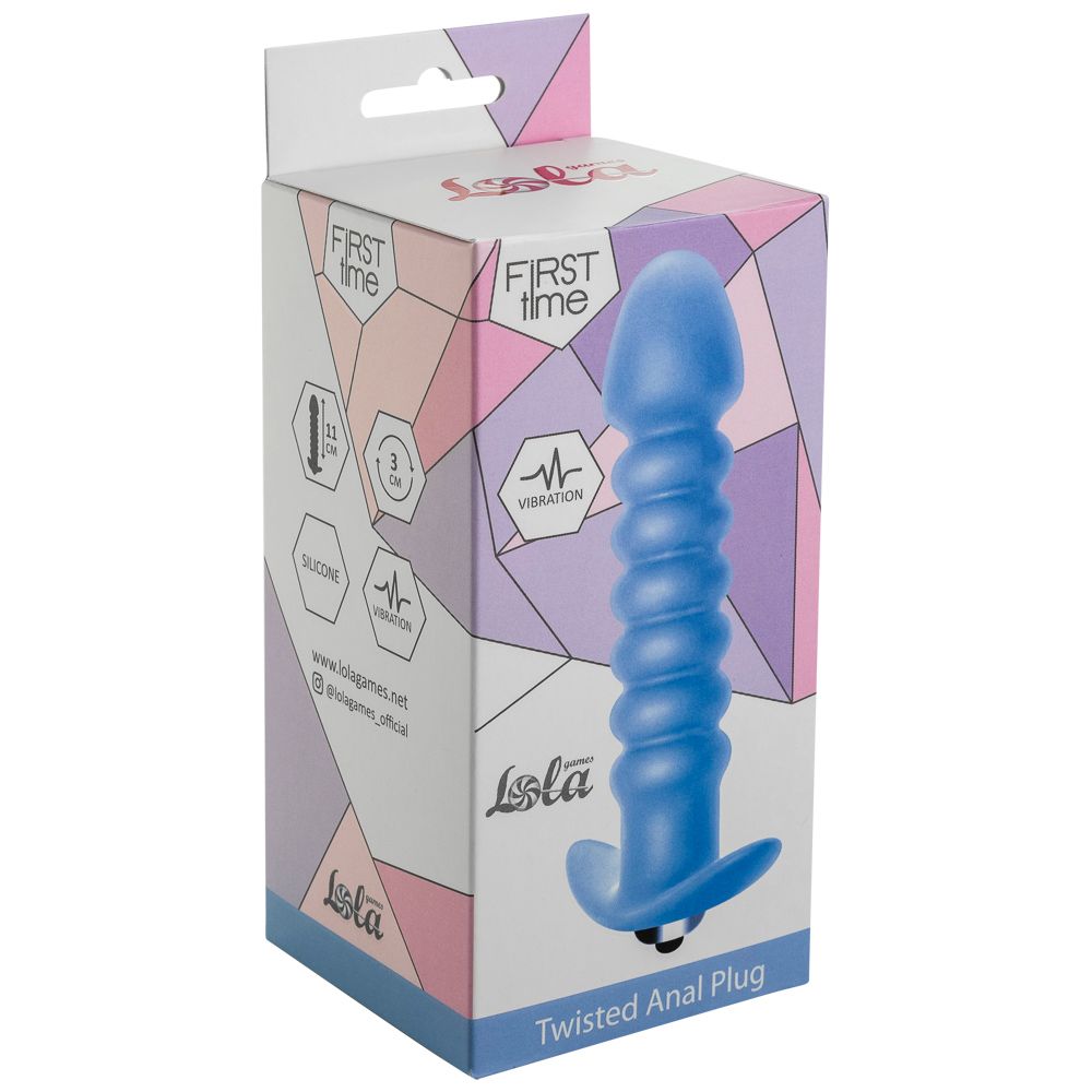 Голубая анальная вибропробка Twisted Anal Plug - 13 см. 2