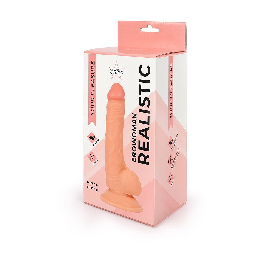 Реалистичный телесный фаллоимитатор Erowoman - 19,5 см. 5