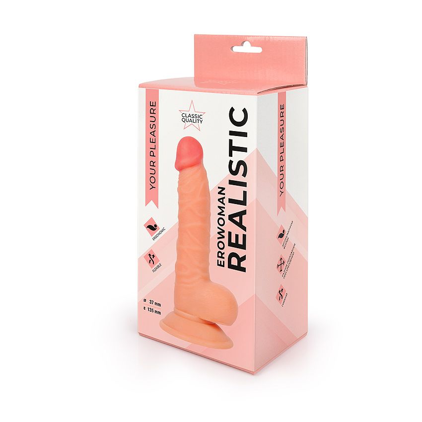 Телесный фаллоимитатор Erowoman - 19,5 см. 4