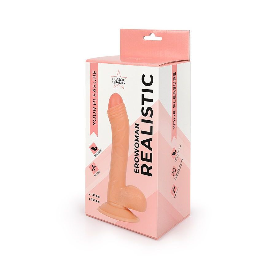 Фаллоимитатор с мошонкой Erowoman телесного цвета - 18,5 см. 4