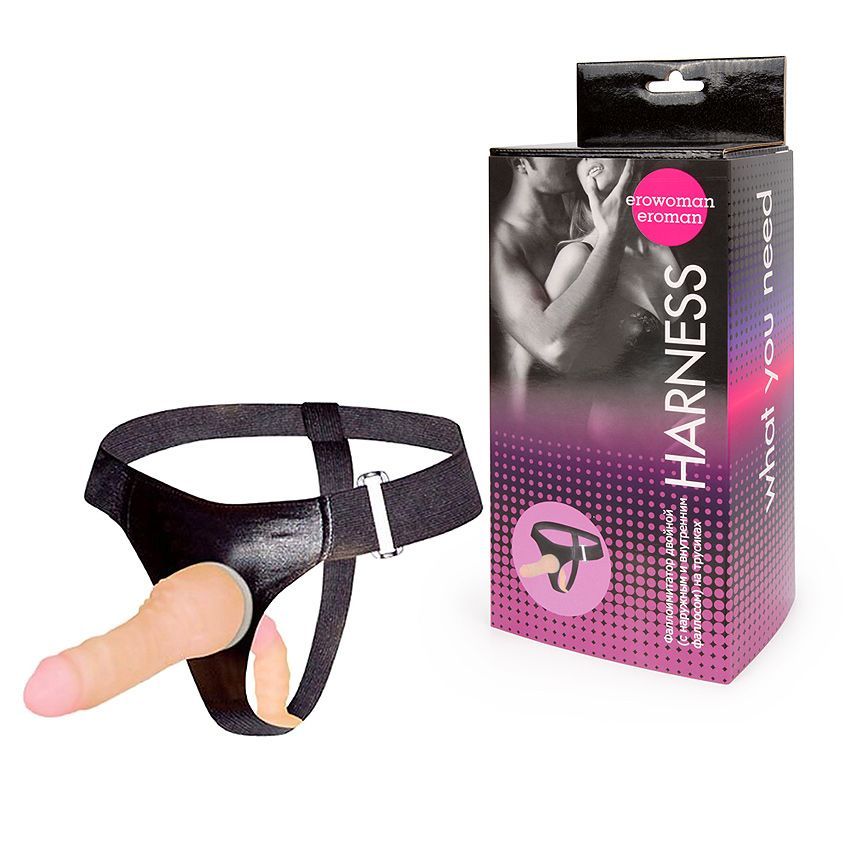 Страпон с вагинальной пробкой - 16,5 см. 2