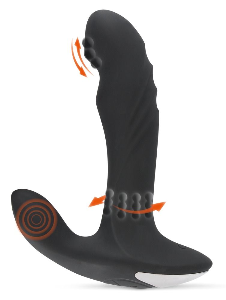 Черный вибромассажер простаты с функцией римминга Plug with Perineum Stimulator - 16,6 см. 1