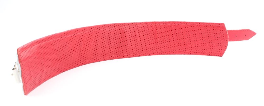 Бело-красный кожаный ошейник 3