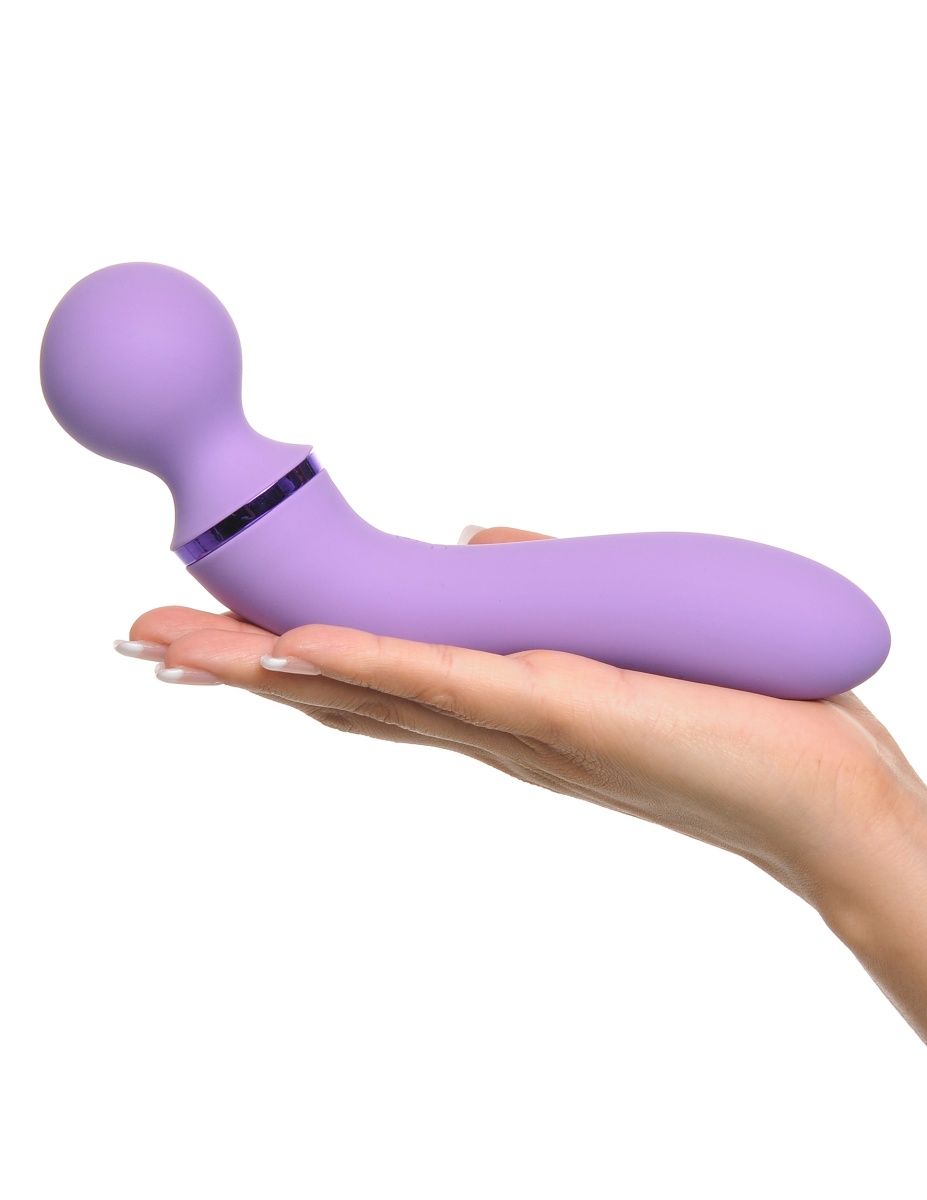 Фиолетовый двусторонний вибростимулятор Duo Wand Massage-Her - 19,6 см. 7