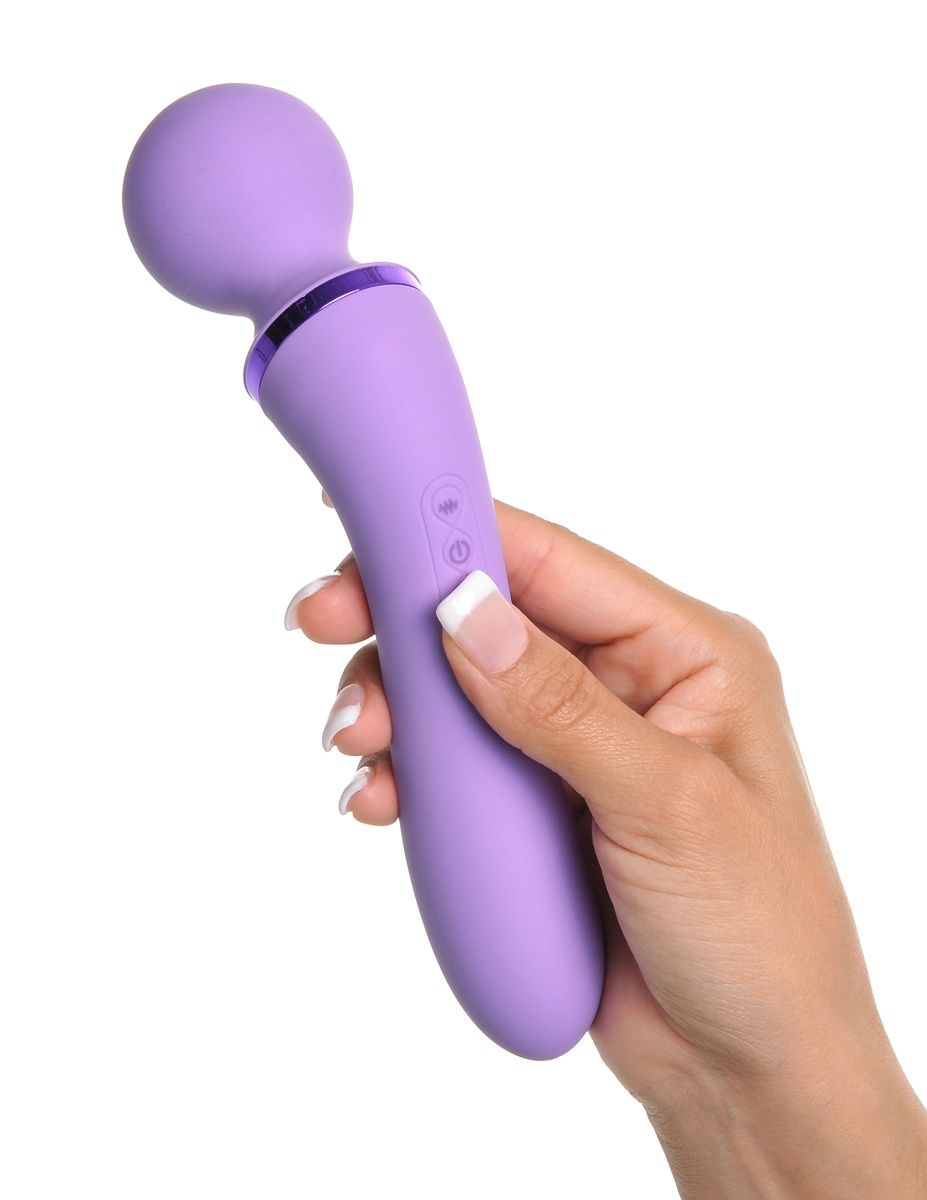 Фиолетовый двусторонний вибростимулятор Duo Wand Massage-Her - 19,6 см. 8