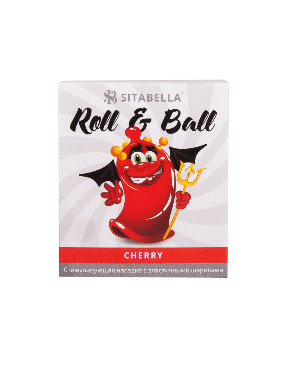 Стимулирующий презерватив-насадка Roll & Ball Cherry 2