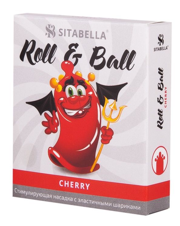 Стимулирующий презерватив-насадка Roll & Ball Cherry 1