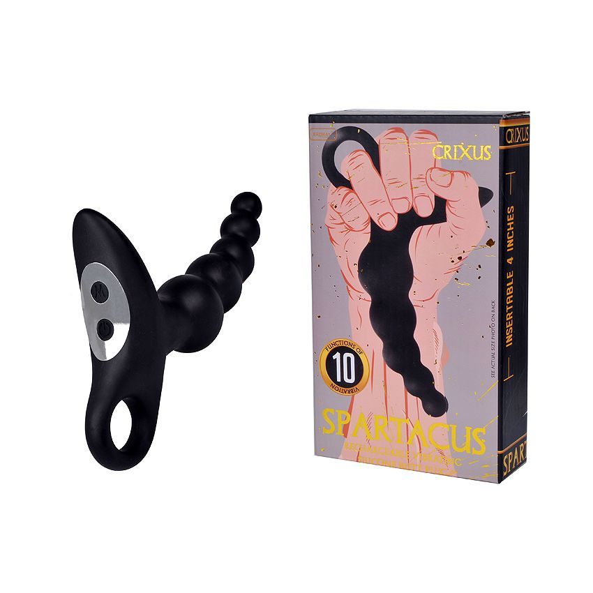 Черный силиконовый анальный вибромассажер-ёлочка с колечком-ограничителем 2