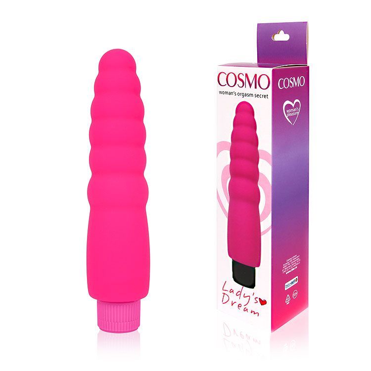 Розовый силиконовый вибратор Cosmo - 15 см. 2