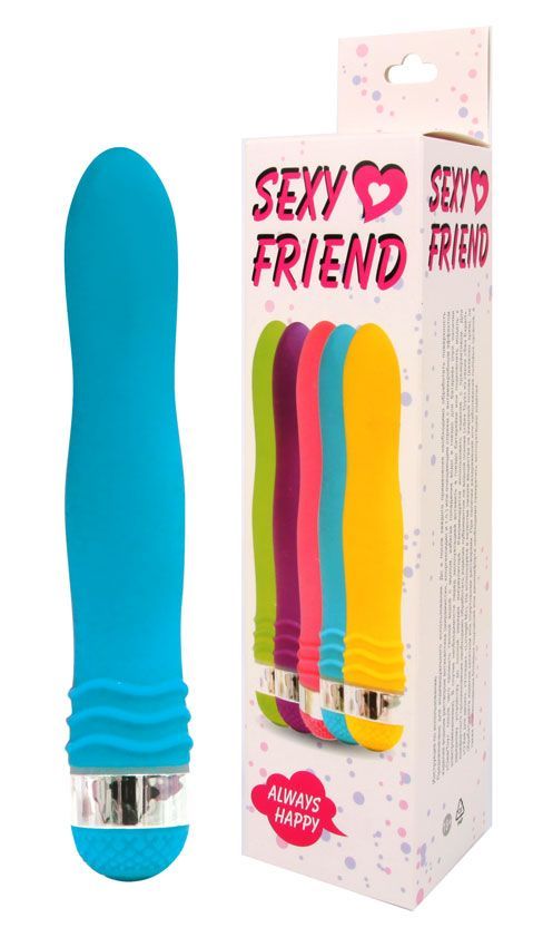 Голубой эргономичный вибратор Sexy Friend - 17,5 см. 2