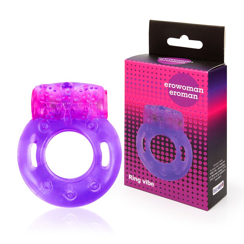 Фиолетовое эрекционное виброкольцо с бабочкой 3