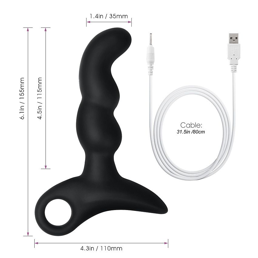 Черный силиконовый анальный вибромассажер-ёлочка Erokay 4