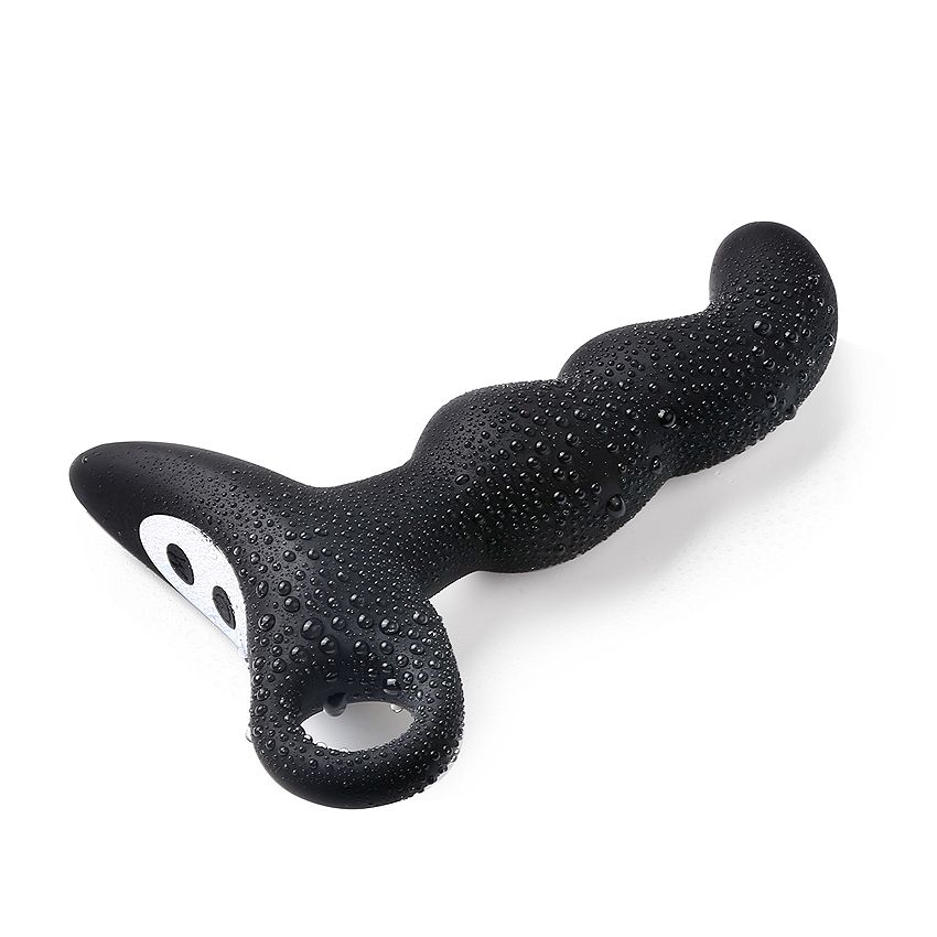 Черный силиконовый анальный вибромассажер-ёлочка Erokay 7