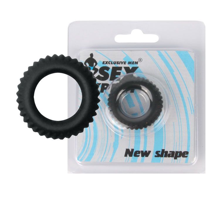 Черное силиконовое эрекционное кольцо-шина Sex Expert 3
