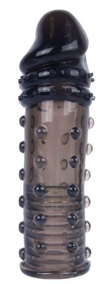 Черная насадка на пенис с пупырышками - 15 см. 1