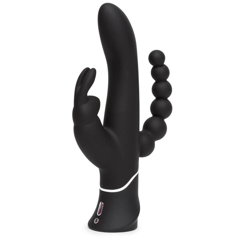 Черный перезаряжаемый вибратор Triple Curve Rechargeable Rabbit Vibrator - 25,4 см. 1