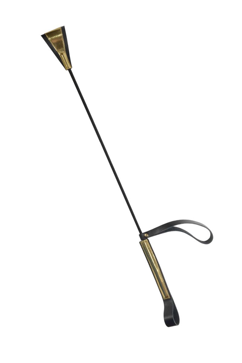 Черно-золотистый стек с хлопушкой из кожи - 62 см. 2