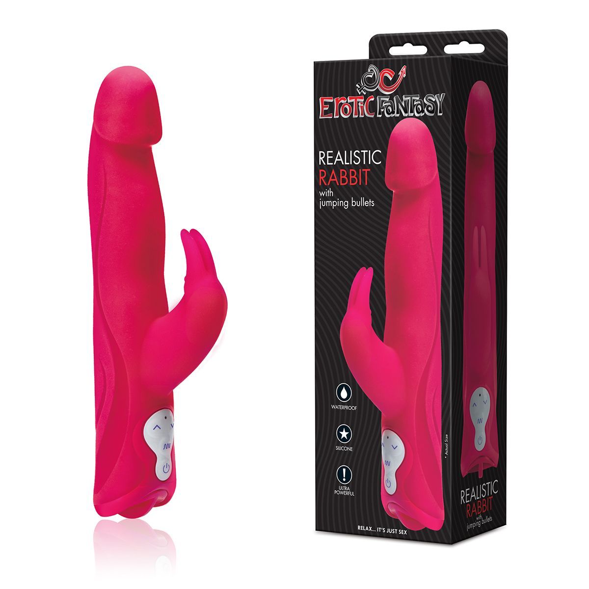 Розовый силиконовый вибратор JUMPING BULLETS с 3 моторами - 22 см. 2