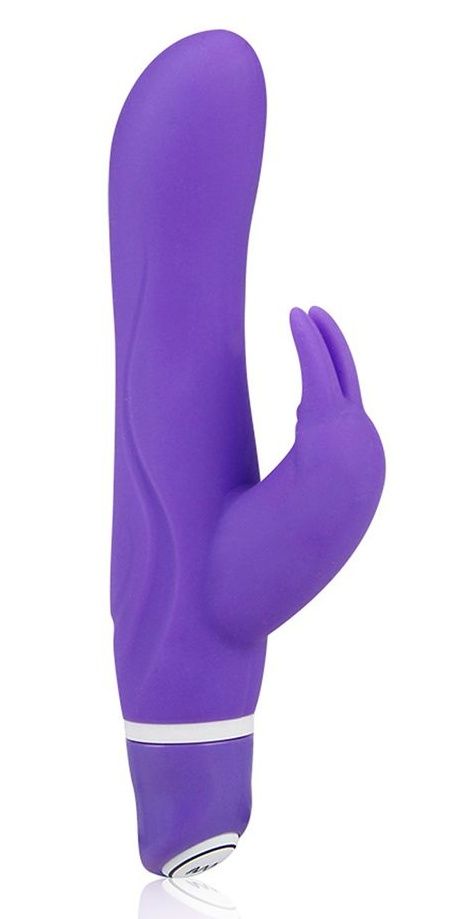 Фиолетовый силиконовый вибратор со стимулятором клитора - 21 см. 1