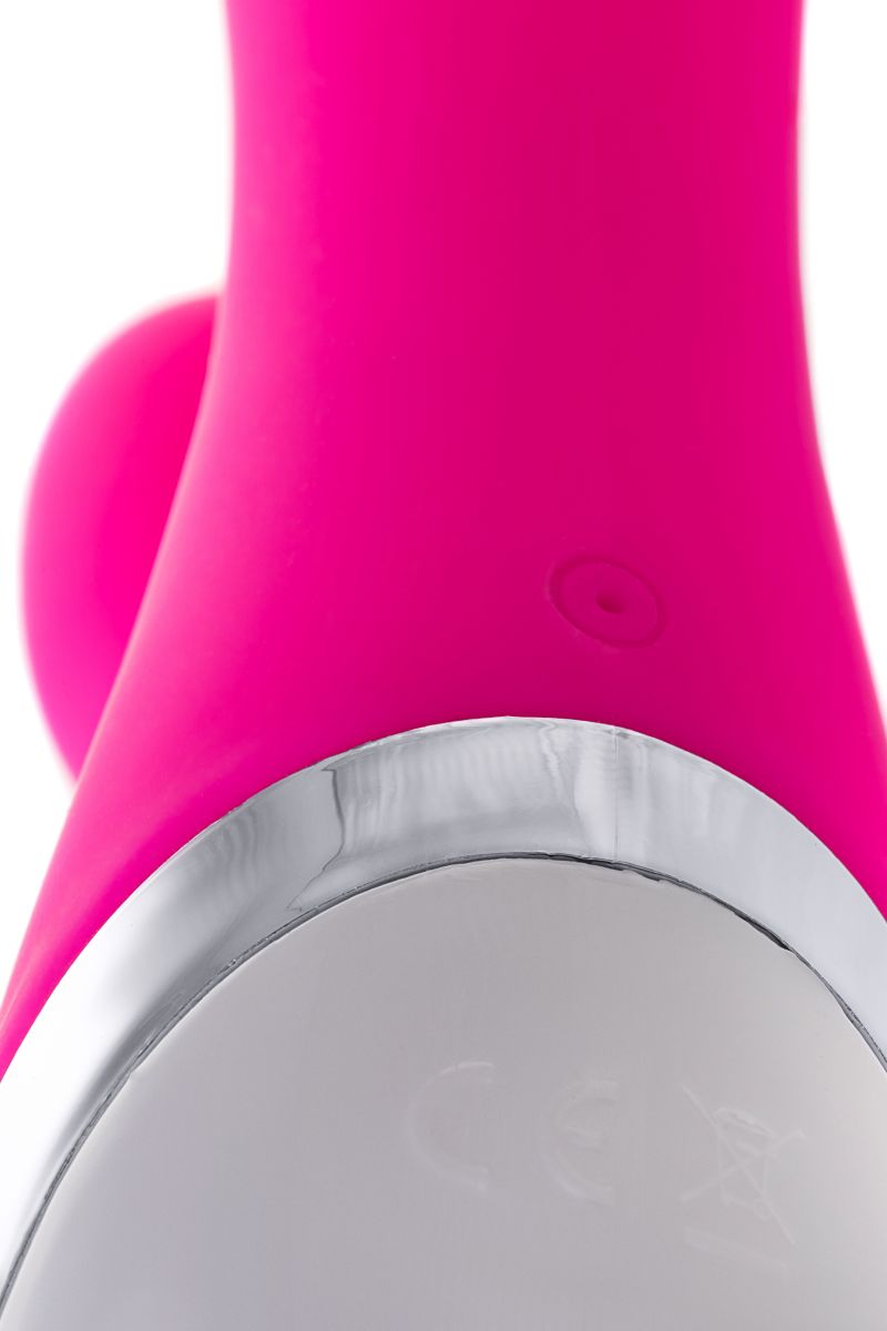 Розовый силиконовый вибратор с клиторальным стимулятором LIA - 19 см. 12