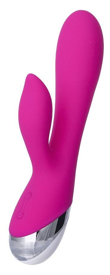 Розовый силиконовый вибратор с клиторальным стимулятором LIA - 19 см. 1