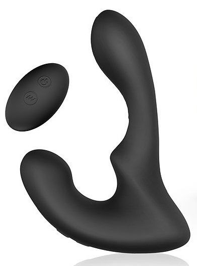 Черный силиконовый вибромассажер простаты с пультом ДУ 1